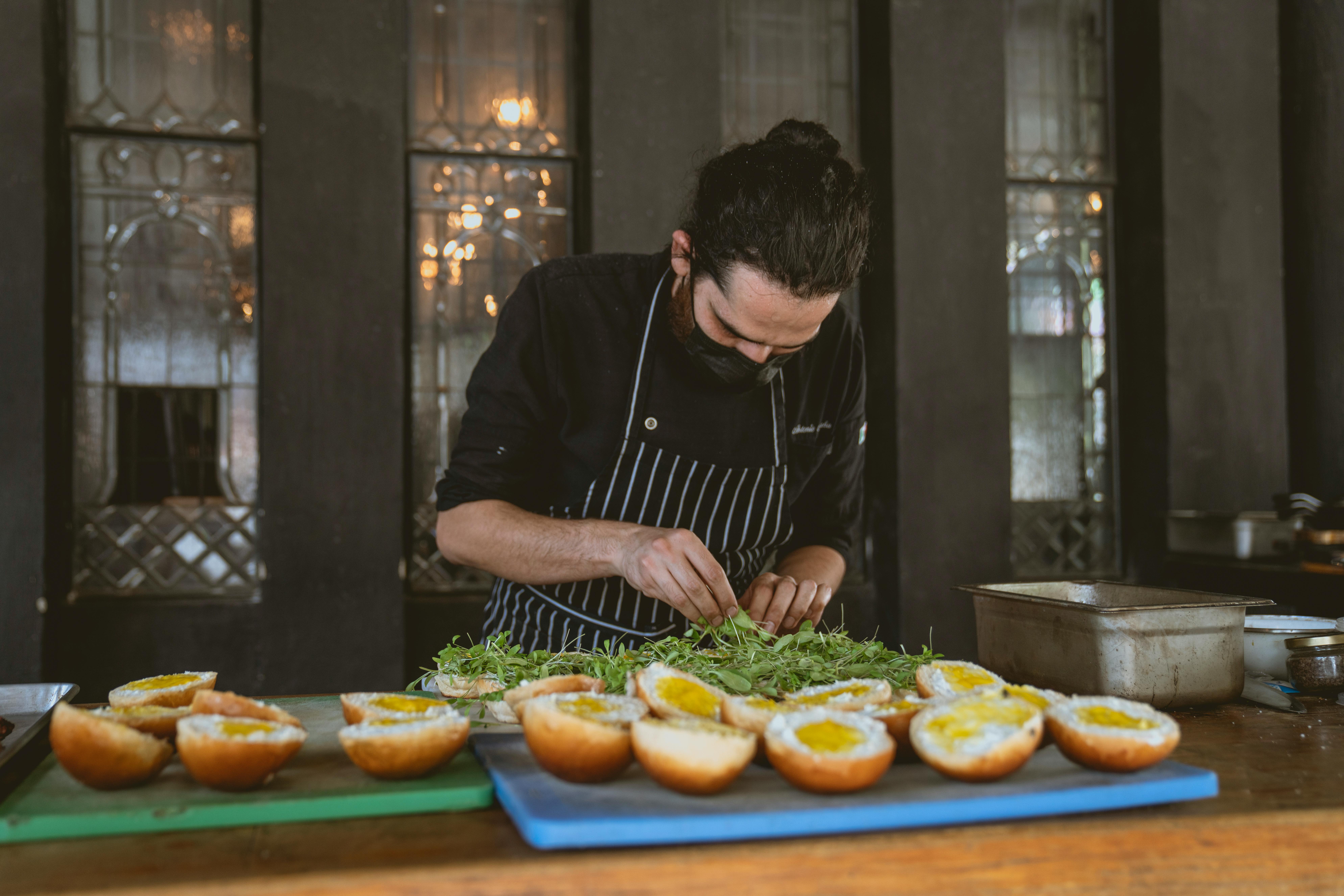 Chef preparing gourmet appetizers